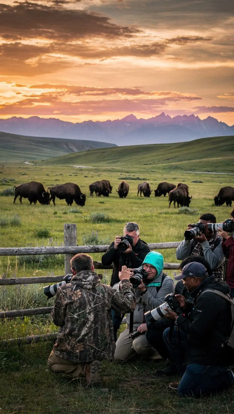Вид на гейзер, выбрасывающий горячую воду и пар, окруженный живописными природными ландшафтами Йеллоустоунского национального парка.