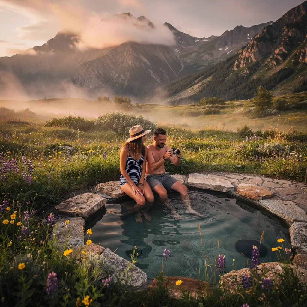 Групповая экскурсия, исследующая уникальные геотермальные формации парка.